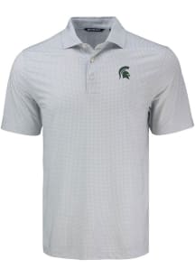 Michigan State Spartans Grey Cutter and Buck Pike Diamond Dot Big and Tall Polo