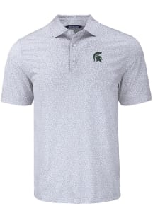 Michigan State Spartans Grey Cutter and Buck Pike Flora Big and Tall Polo