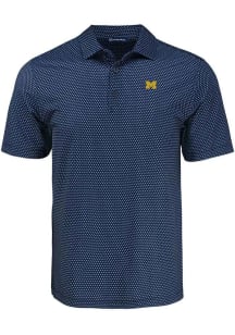 Michigan Wolverines Navy Blue Cutter and Buck Shadow Check Big and Tall Polo