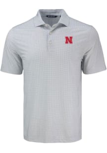 Nebraska Cornhuskers Grey Cutter and Buck Pike Diamond Dot Big and Tall Polo