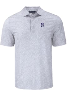 Northwestern Wildcats Grey Cutter and Buck Pike Flora Big and Tall Polo