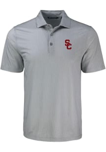 USC Trojans Grey Cutter and Buck Shadow Check Big and Tall Polo