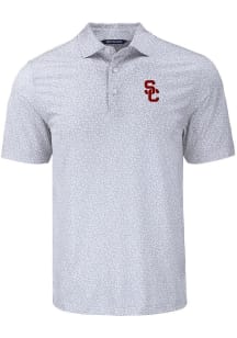 USC Trojans Grey Cutter and Buck Pike Flora Big and Tall Polo