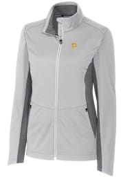 Cutter and Buck Pittsburgh Pirates Womens Grey Navigate Softshell Light Weight Jacket