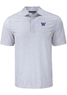 Washington Huskies Grey Cutter and Buck Pike Flora Big and Tall Polo