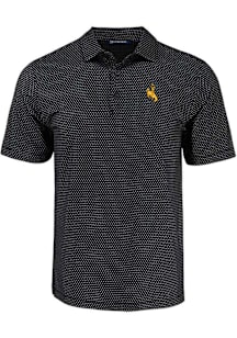 Cutter and Buck Wyoming Cowboys Black Shadow Check Big and Tall Polo