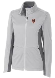 Cutter and Buck New York Mets Womens Grey Navigate Softshell Light Weight Jacket
