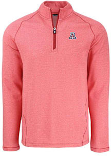 Cutter and Buck Arizona Wildcats Mens Red Pehastin Long Sleeve Qtr Zip Pullover