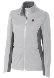 Cutter and Buck Chicago Cubs Womens Grey Navigate Softshell Light Weight Jacket
