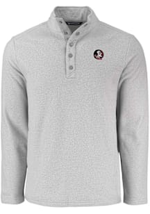 Cutter and Buck Florida State Seminoles Mens Grey Hunts Point Long Sleeve Qtr Zip Pullover