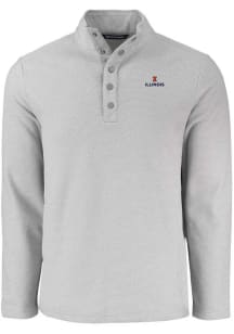 Mens Illinois Fighting Illini Grey Cutter and Buck Hunts Point Qtr Zip Pullover
