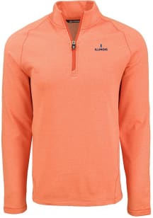 Mens Illinois Fighting Illini Orange Cutter and Buck Pehastin Qtr Zip Pullover