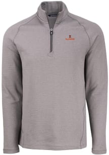 Mens Illinois Fighting Illini Grey Cutter and Buck Pehastin Qtr Zip Pullover