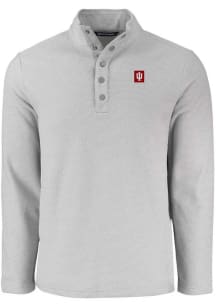 Mens Indiana Hoosiers Grey Cutter and Buck Hunts Point Qtr Zip Pullover