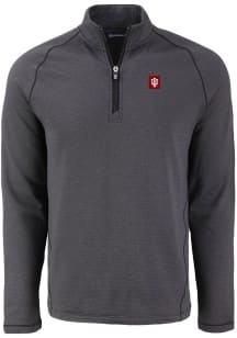 Mens Indiana Hoosiers Black Cutter and Buck Pehastin Qtr Zip Pullover