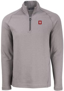 Mens Indiana Hoosiers Grey Cutter and Buck Pehastin Qtr Zip Pullover