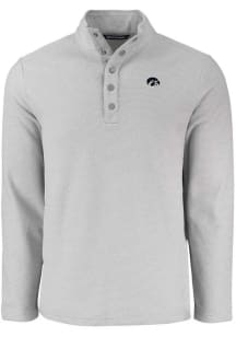 Mens Iowa Hawkeyes Grey Cutter and Buck Hunts Point Qtr Zip Pullover