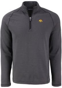 Mens Iowa Hawkeyes Black Cutter and Buck Pehastin Qtr Zip Pullover