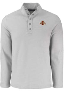 Cutter and Buck Iowa State Cyclones Mens Grey Hunts Point Long Sleeve Qtr Zip Pullover