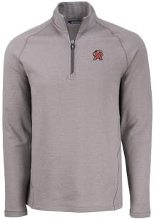 Mens Maryland Terrapins Grey Cutter and Buck Pehastin Qtr Zip Pullover