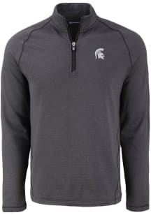 Mens Michigan State Spartans Black Cutter and Buck Pehastin Qtr Zip Pullover