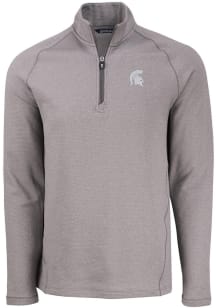 Mens Michigan State Spartans Grey Cutter and Buck Pehastin Qtr Zip Pullover