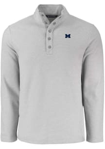 Mens Michigan Wolverines Grey Cutter and Buck Hunts Point Qtr Zip Pullover