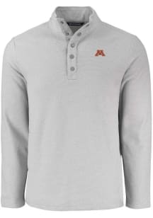 Mens Minnesota Golden Gophers Grey Cutter and Buck Hunts Point Qtr Zip Pullover