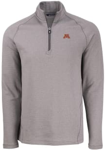 Mens Minnesota Golden Gophers Grey Cutter and Buck Pehastin Qtr Zip Pullover