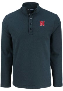 Mens Nebraska Cornhuskers Black Cutter and Buck Hunts Point Qtr Zip Pullover