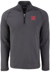 Mens Nebraska Cornhuskers Black Cutter and Buck Pehastin Qtr Zip Pullover