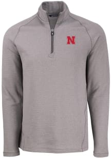 Mens Nebraska Cornhuskers Grey Cutter and Buck Pehastin Qtr Zip Pullover