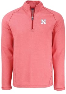 Mens Nebraska Cornhuskers Red Cutter and Buck Pehastin Qtr Zip Pullover