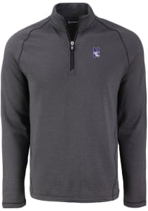 Mens Northwestern Wildcats Black Cutter and Buck Pehastin Qtr Zip Pullover