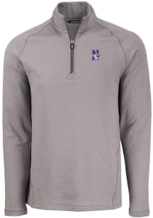 Mens Northwestern Wildcats Grey Cutter and Buck Pehastin Qtr Zip Pullover