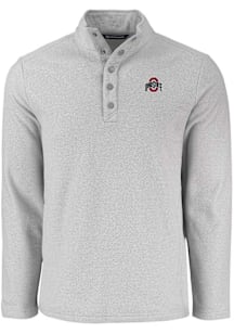 Cutter and Buck Ohio State Buckeyes Mens Grey Hunts Point Long Sleeve Qtr Zip Pullover