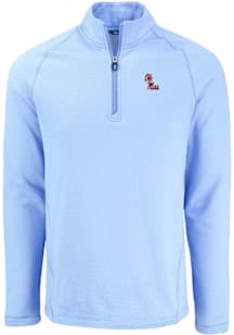 Cutter and Buck Ole Miss Rebels Mens Blue Pehastin Long Sleeve Qtr Zip Pullover