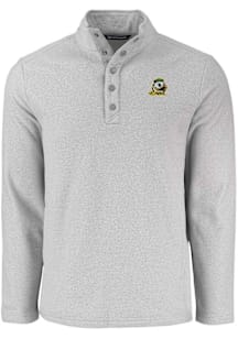 Cutter and Buck Oregon Ducks Mens Grey Hunts Point Long Sleeve Qtr Zip Pullover