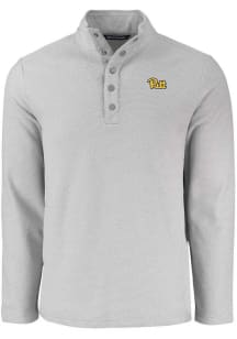 Mens Pitt Panthers Grey Cutter and Buck Hunts Point Qtr Zip Pullover