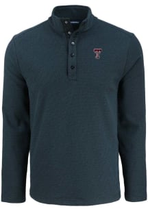 Cutter and Buck Texas Tech Red Raiders Mens Black Hunts Point Long Sleeve Qtr Zip Pullover
