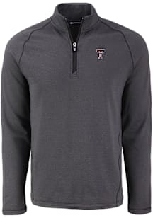 Cutter and Buck Texas Tech Red Raiders Mens Black Pehastin Long Sleeve Qtr Zip Pullover