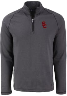 Mens USC Trojans Black Cutter and Buck Pehastin Qtr Zip Pullover