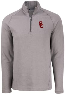 Mens USC Trojans Grey Cutter and Buck Pehastin Qtr Zip Pullover