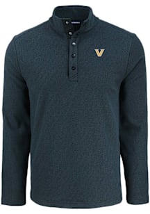 Cutter and Buck Vanderbilt Commodores Mens Black Hunts Point Long Sleeve Qtr Zip Pullover