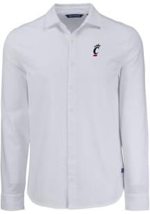 Cutter and Buck Cincinnati Bearcats Mens White Advantage Soft Pique Long Sleeve Dress Shirt