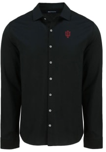 Mens Indiana Hoosiers  Cutter and Buck Advantage Soft Pique Long Sleeve Dress Shirt