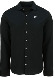 Mens K-State Wildcats Black Cutter and Buck Advantage Soft Pique Long Sleeve Dress Shirt