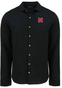 Mens Nebraska Cornhuskers  Cutter and Buck Advantage Soft Pique Long Sleeve Dress Shirt