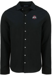 Mens Ohio State Buckeyes  Cutter and Buck Advantage Soft Pique Long Sleeve Dress Shirt