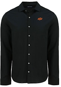 Cutter and Buck Oklahoma State Cowboys Mens Black Advantage Soft Pique Long Sleeve Dress Shirt